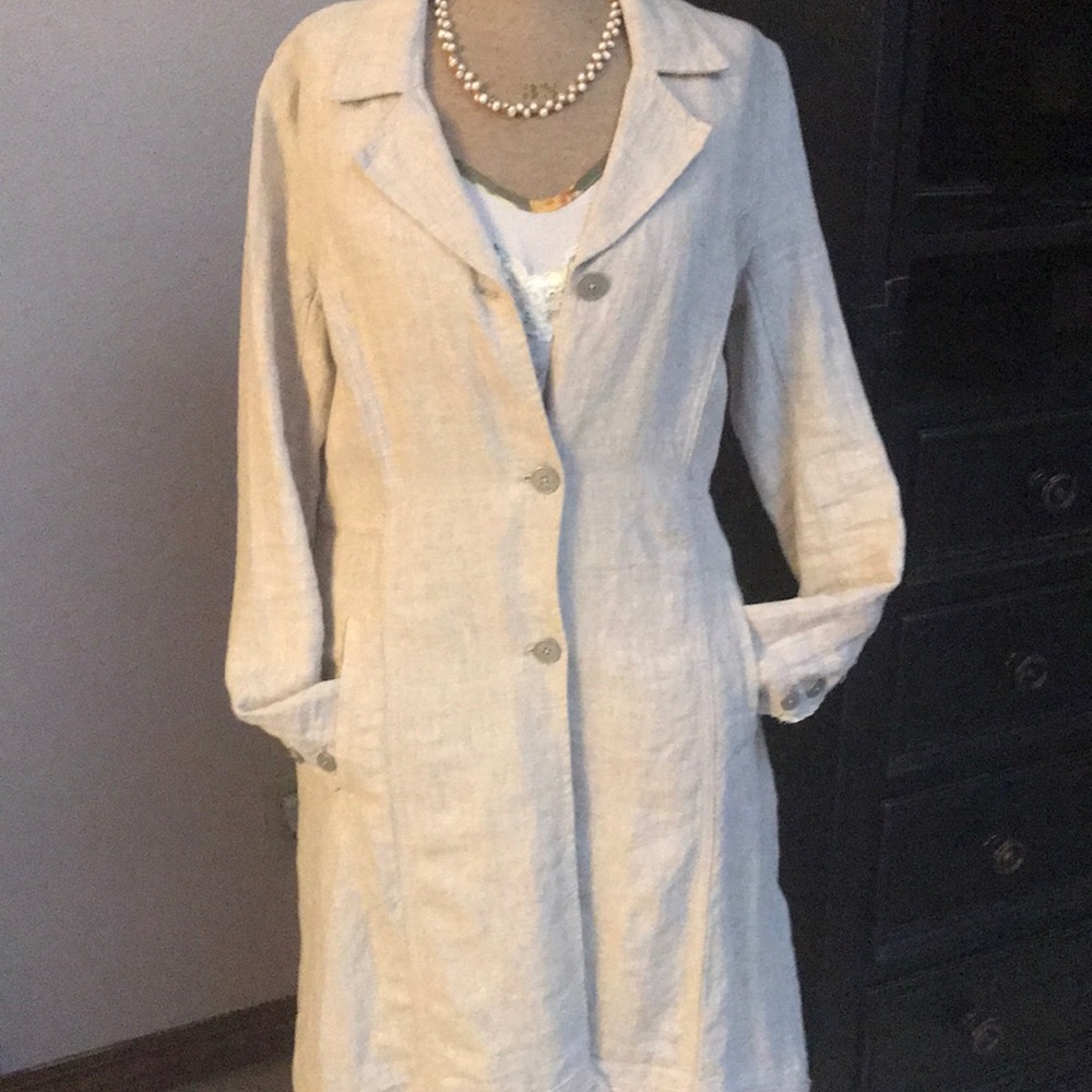 Fabulous Free People Linen Duster With Lace Hem